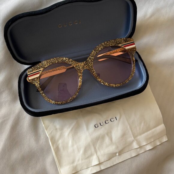 Women\'s Gucci Glitter Gold/Pink Oversized sunglasses main image 5